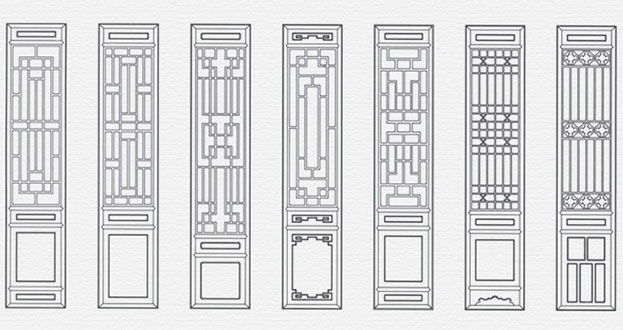 平和常用中式仿古花窗图案隔断设计图