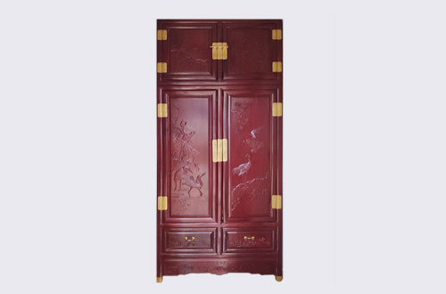 平和高端中式家居装修深红色纯实木衣柜